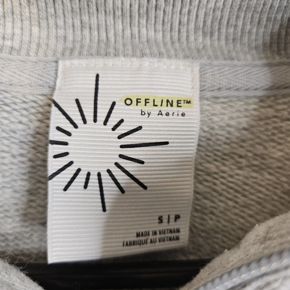 Aerie Offline Quarter Zip Gray Cropped Terry Collared Corset Sweatshirt Sz S - Picture 5 of 7
